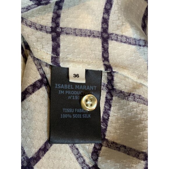 Isabel Marant Etoile Off-White & Blue Check Silk Button Up Shirt, Size 4 | 36 - Picture 9 of 9